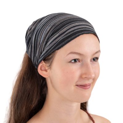 Striped fabric headband Garis Hitam Nepal