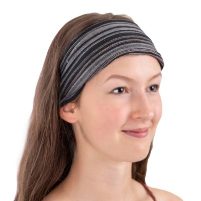 Striped fabric headband Garis Hitam