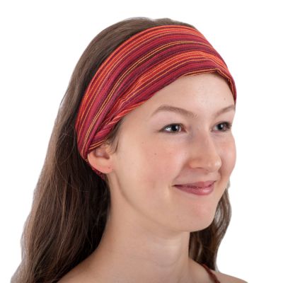 Striped fabric headband Garis Merun Nepal