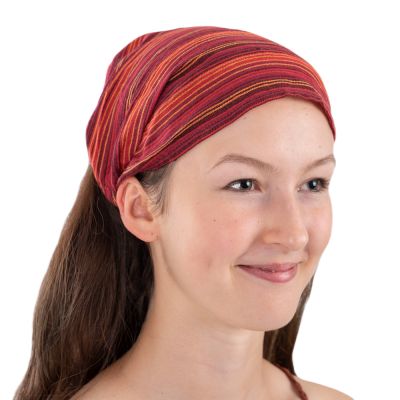 Striped fabric headband Garis Merun | 660649