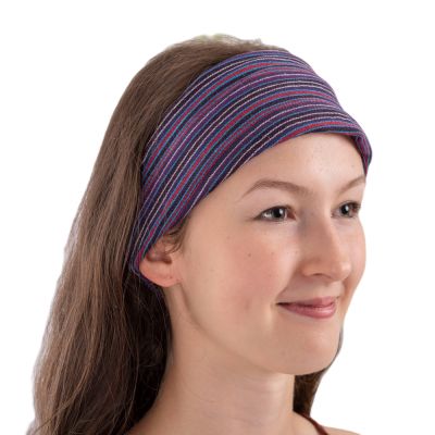 Striped fabric headband Garis Ungu Nepal