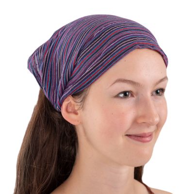 Striped fabric headband Garis Ungu