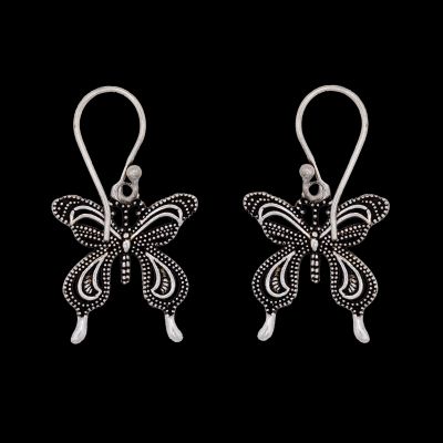 German silver earrings Butterfly Swallowtail 2