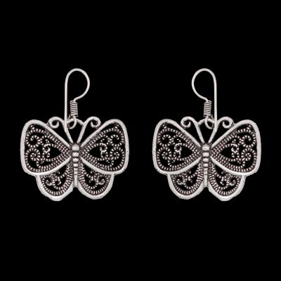German silver earrings Large Butterflies 2