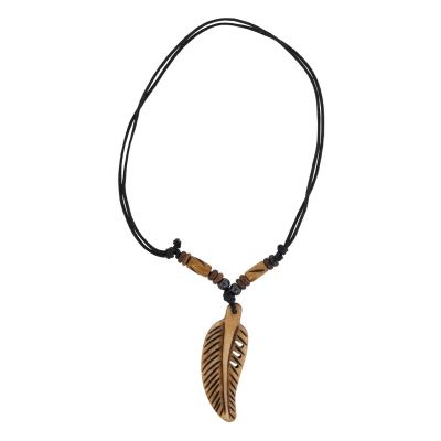 Bone pendant Bone feather – brown Nepal