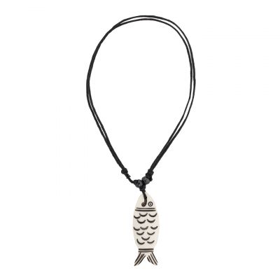 Bone pendant Fish – simple with outline Nepal