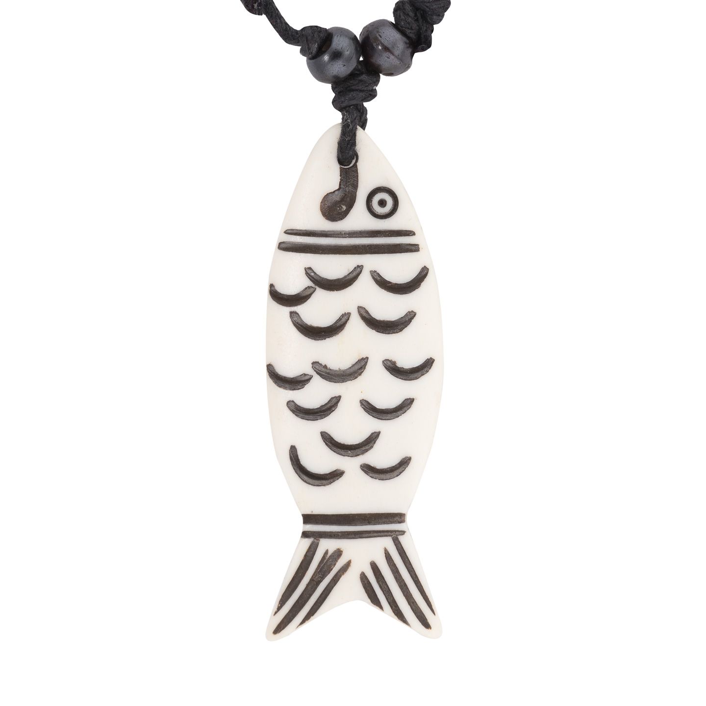 Bone pendant Fish – simple with outline Nepal