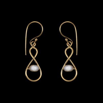 Brass earrings Jute Moon stone
