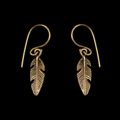 Brass earrings Little Feather 2