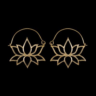 Brass earrings Lotus Flower 2