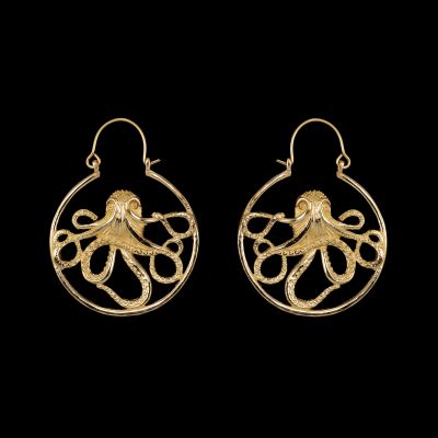 Brass earrings Octopus 2