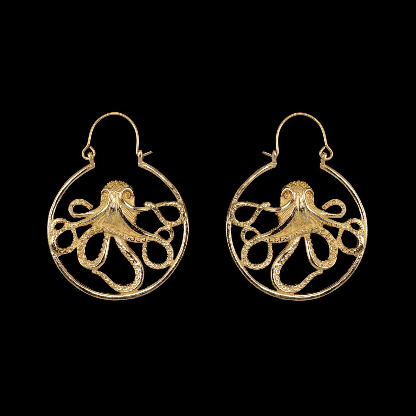 Brass earrings Octopus 2 India