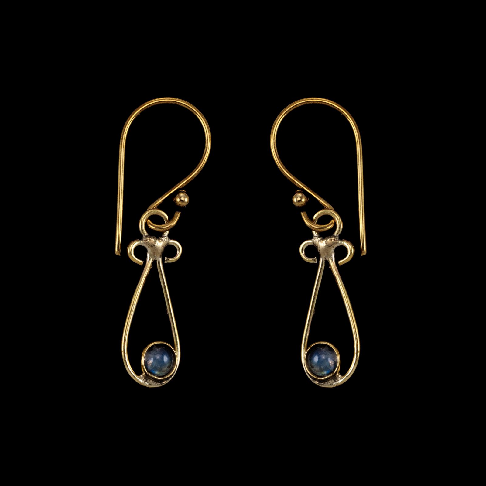 Brass earrings Sakshim - labradorite India