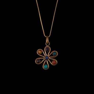 Brass pendant with seven chakras – Chakra flower