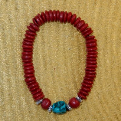 Colourful bead bracelet Manapun Burgundy