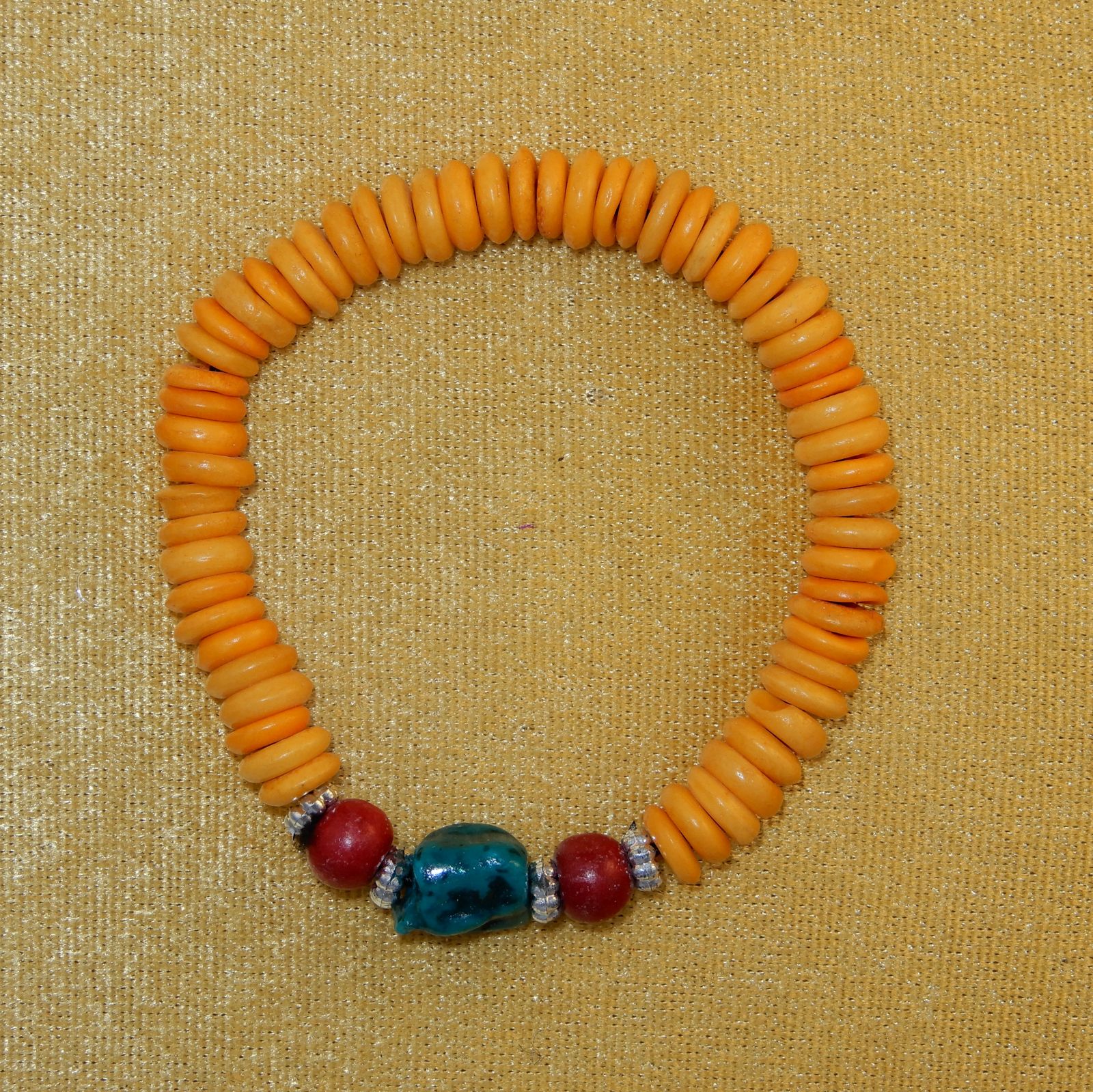 Colourful bead bracelet Manapun Orange Thailand