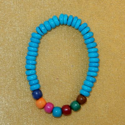 Colourful bead bracelet Pewarnaan Cyan