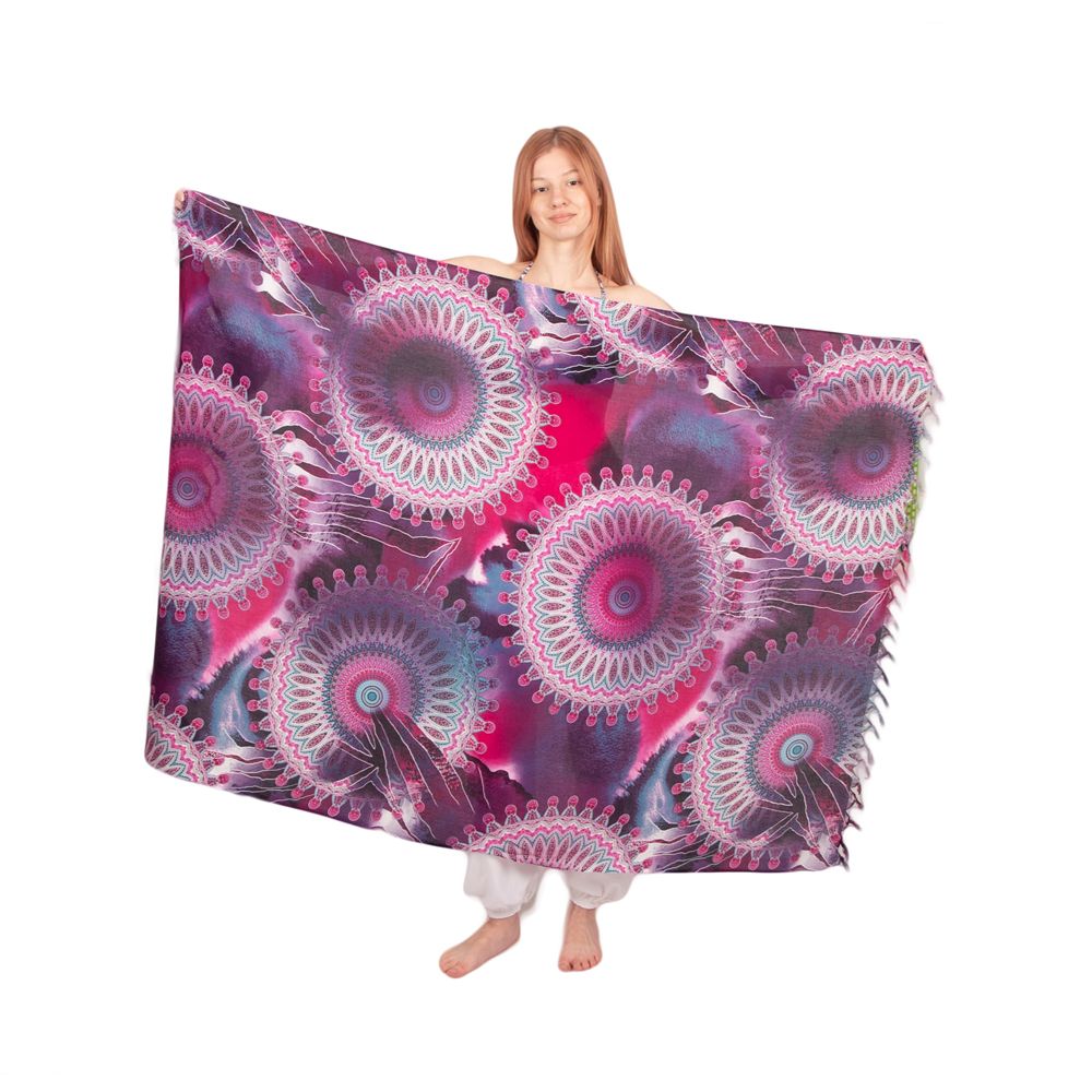 Sarong / pareo / beach scarf Penelope Pink-purple-blue Thailand