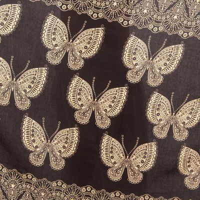 Sarong / pareo / beach scarf Butterflies Black Thailand