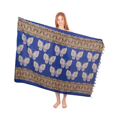 Sarong / pareo / beach scarf Butterflies Blue