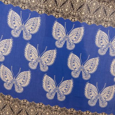 Sarong / pareo / beach scarf Butterflies Blue Thailand