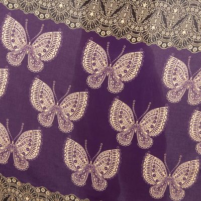 Sarong / pareo / beach scarf Butterflies Purple Thailand