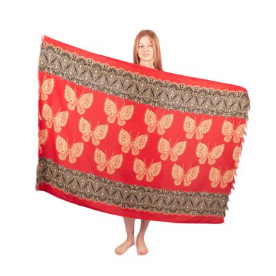 Sarong / pareo / beach scarf Butterflies Red Thailand