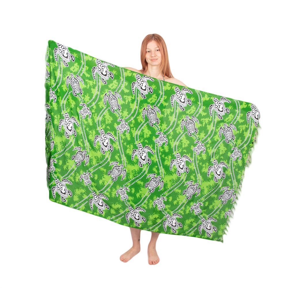 Sarong / pareo / beach scarf Turtles Green Thailand