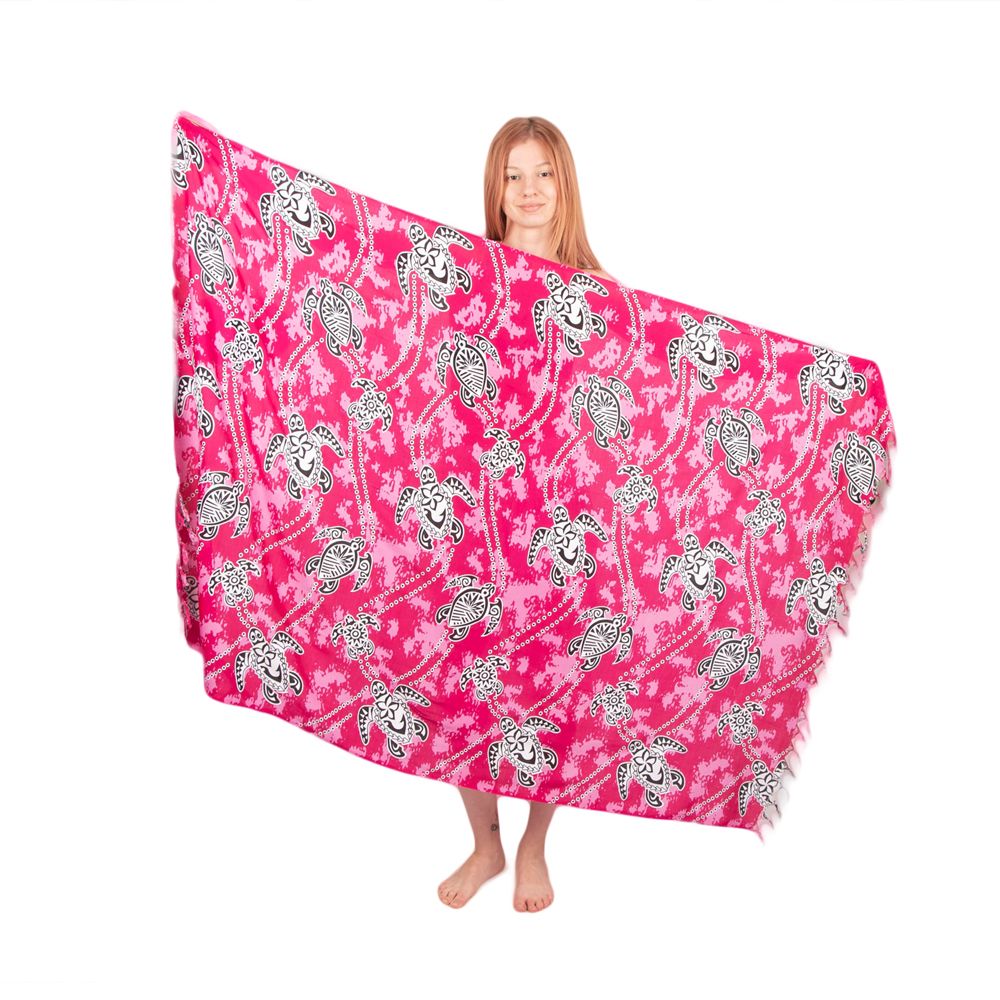 Sarong / pareo / beach scarf Turtles Pink Thailand