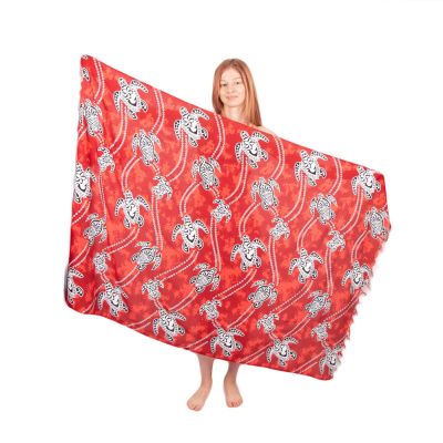 Sarong / pareo / beach scarf Turtles Red Thailand