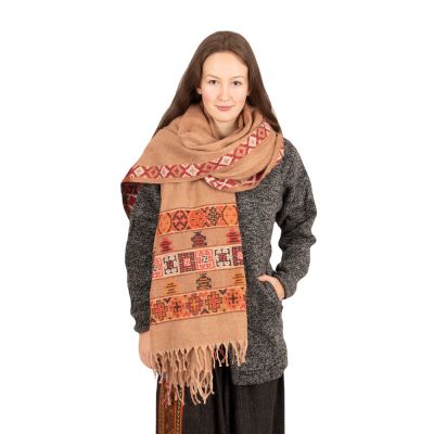 Acrylic scarf / plaid Dakota Beige Large India