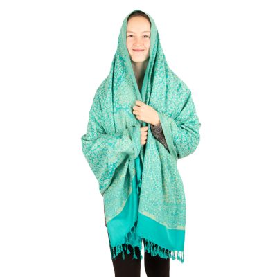 Acrylic scarf / plaid Damini Aqua Large India