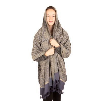 Acrylic scarf / plaid Damini Grey Large India