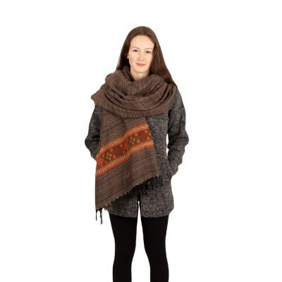 Acrylic scarf / plaid Kangee Brown Stripes Large India