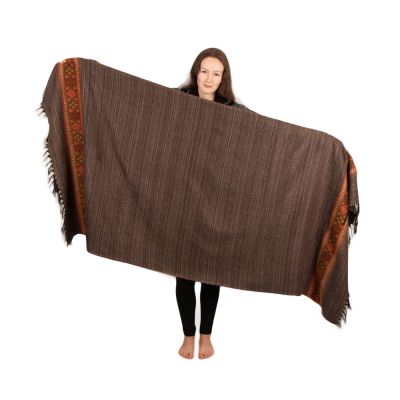 Acrylic scarf / plaid Kangee Brown Stripes Large
