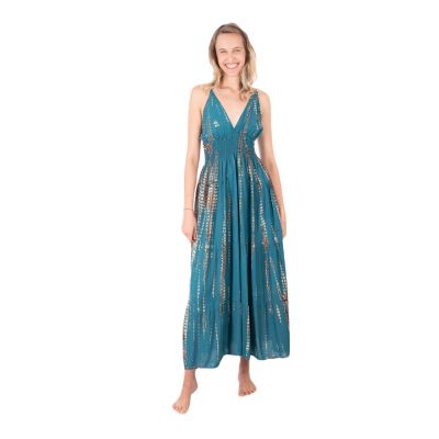 Long tie-dye dress Kantima Petrol Blue | UNI