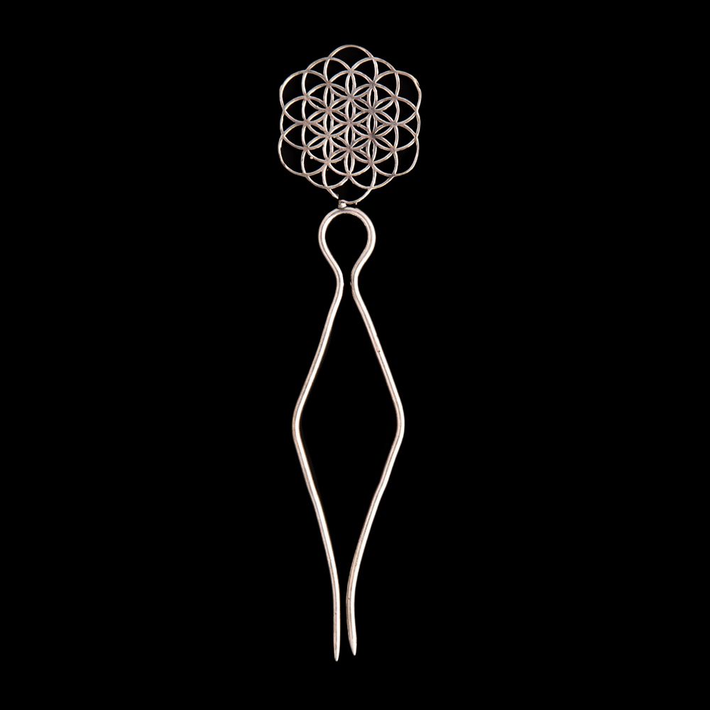 Brass hairpin Flower of Life 2 India