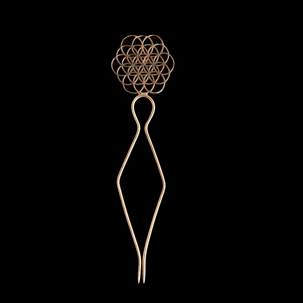 Brass hairpin Flower of Life 1 India