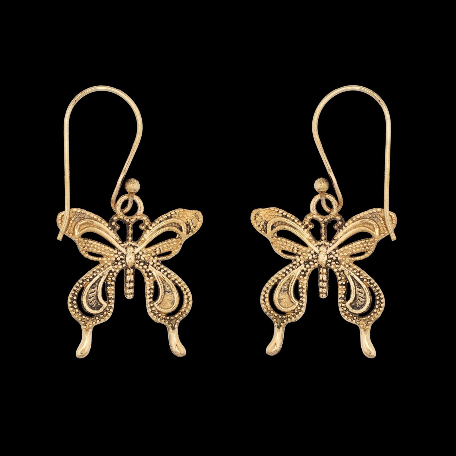 Brass earrings Butterfly Swallowtail 1 India