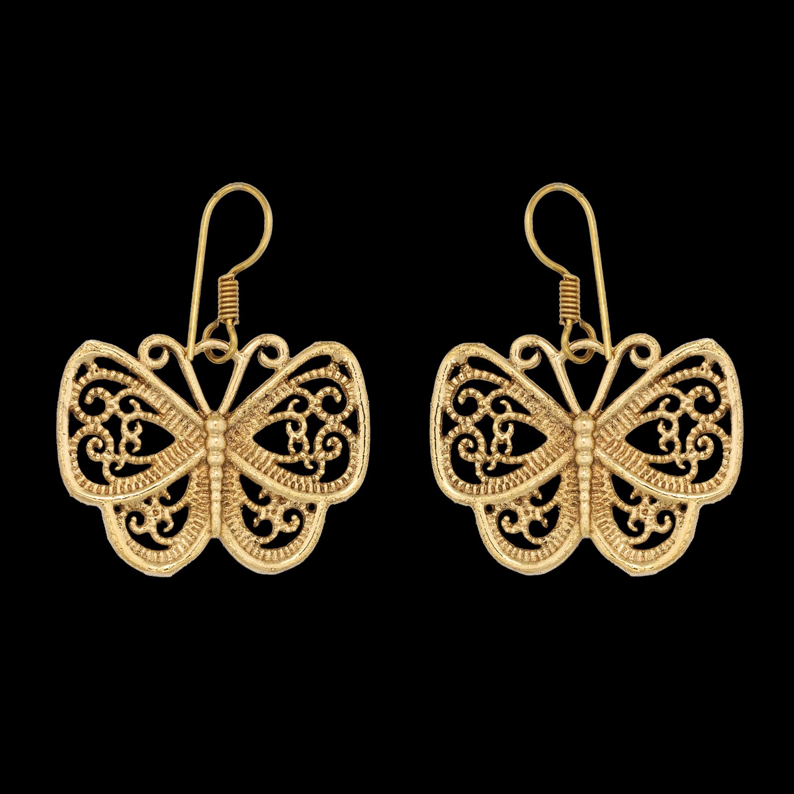 Brass earrings Large Butterflies 1 India