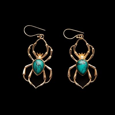 Brass earrings Spiders Tyrkenite