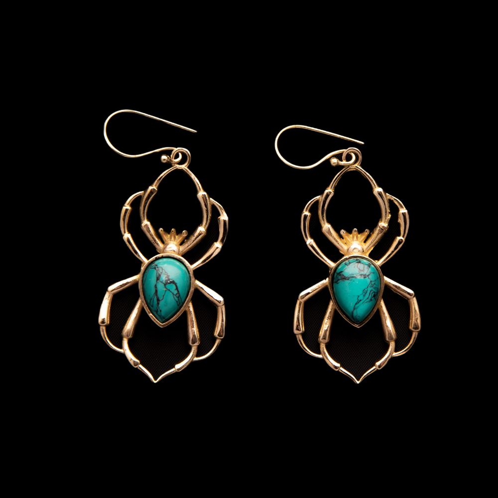 Brass earrings Spiders Tyrkenite India