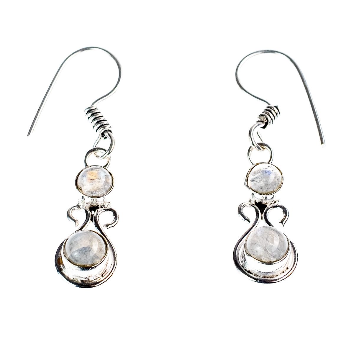 German silver earrings Radha Moonstone India