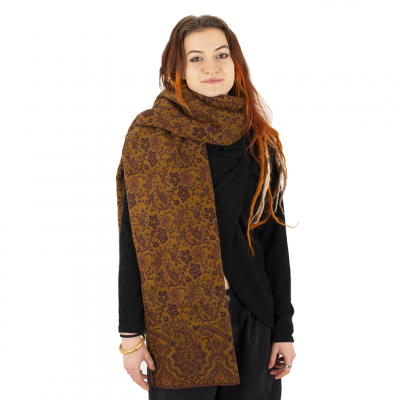 Acrylic scarf / plaid Freyja Purple-Khaki Large India