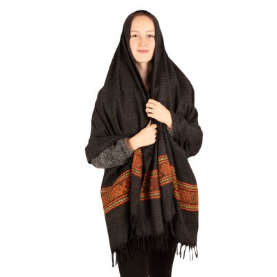 Acrylic scarf / plaid Kangee Black Large India