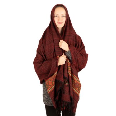 Acrylic scarf / plaid Kangee Burgundy Large India