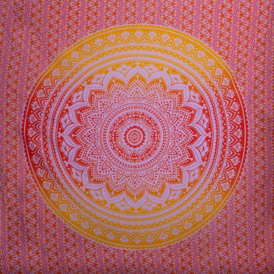 Cotton bed cover Mandala – red-yellow 2
