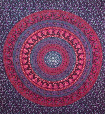 Cotton bed cover Elephant Mandala – purple