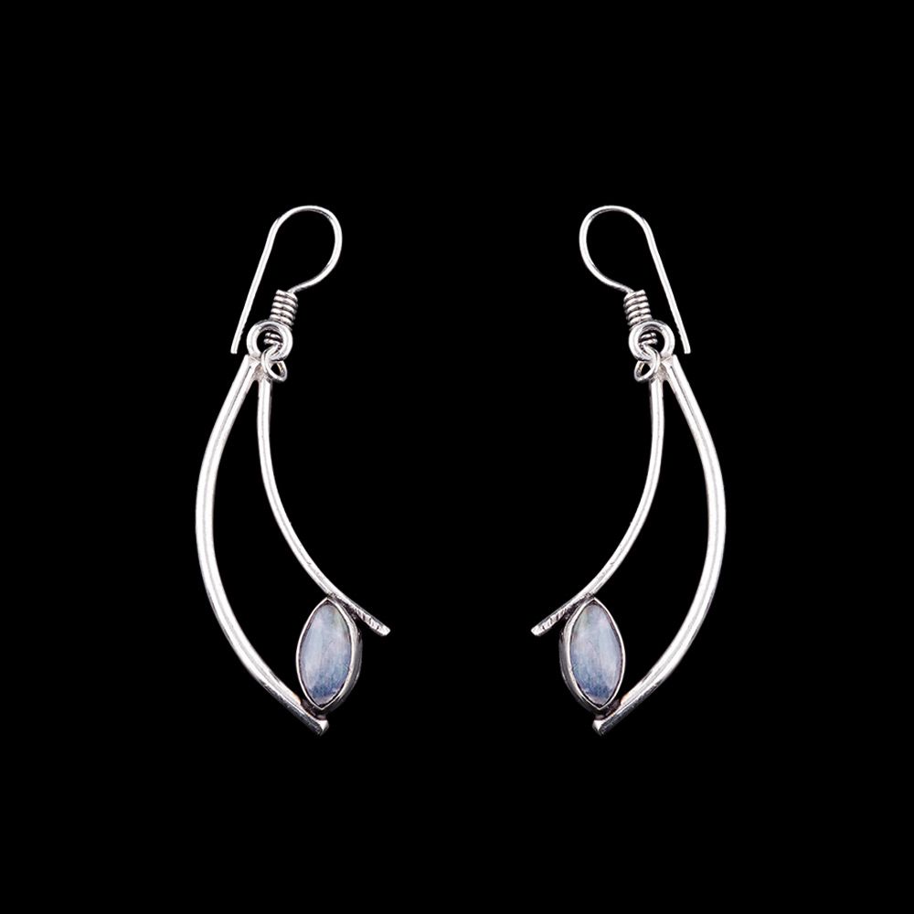 German silver earrings Amarisa Moon stone India