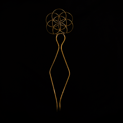 Brass hairpin Flower of Life Moonstone